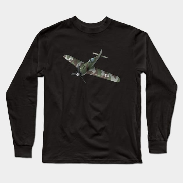 Focke Wulf FW-190 in standard camo Long Sleeve T-Shirt by SunsetGraphics